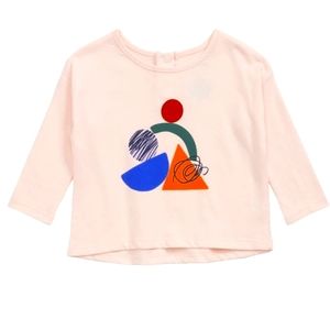 Pink Dogwood Organic Cotton Graphic Long Sleeve HI Lo Tee, Pink, 3M